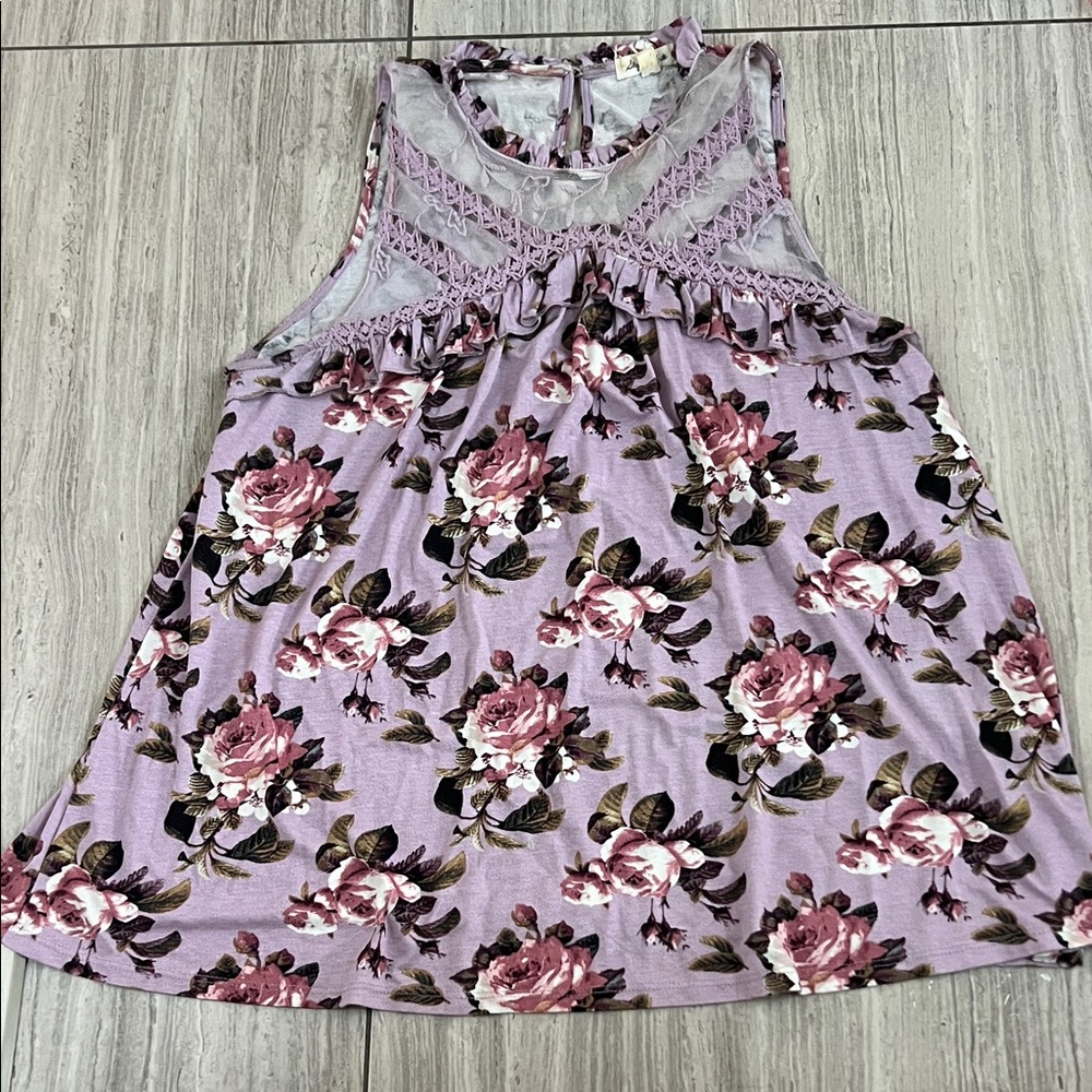 Floral Sleeveless Top - Purple
